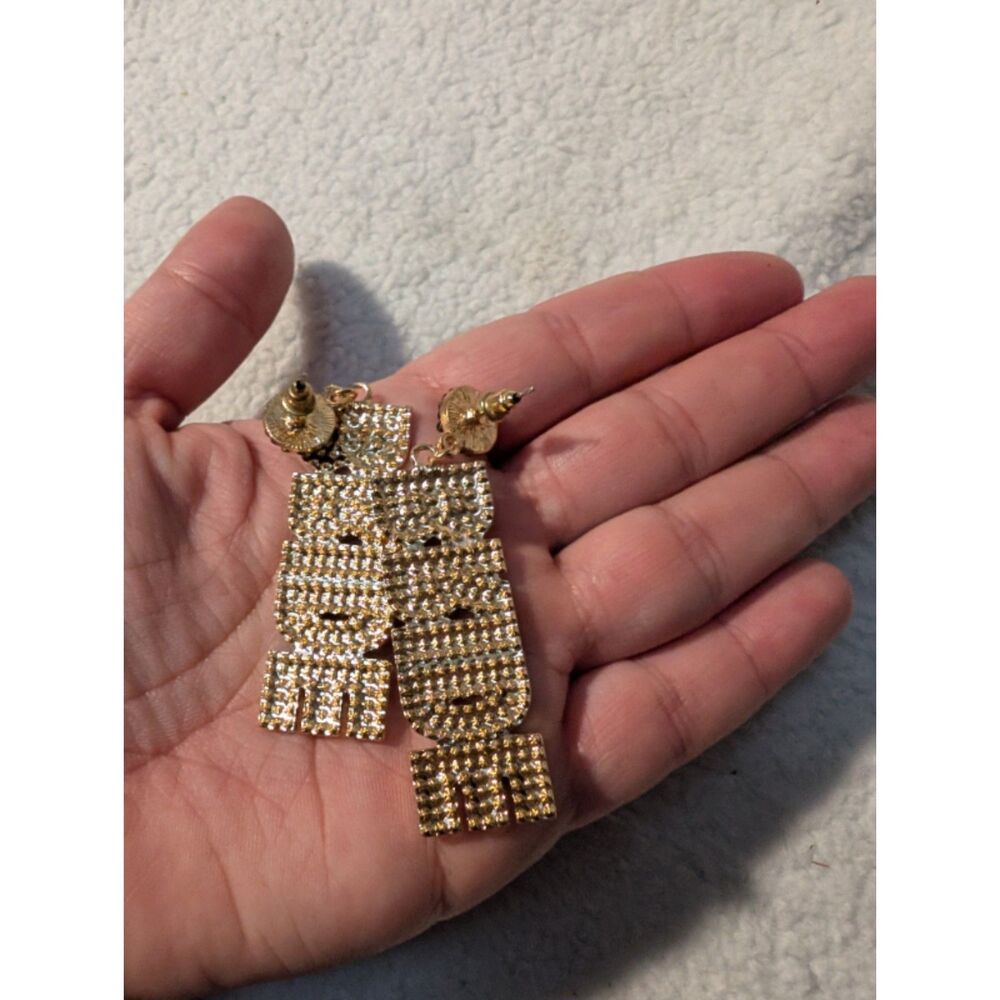 Rhinestone Beaded BRIDE Letter Dangle Earrings Fashion Jewelry, NEW - Picture 3 of 5